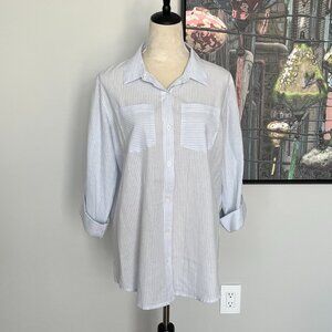 NWOT Japna Blue & White Striped Button-down Shirt L